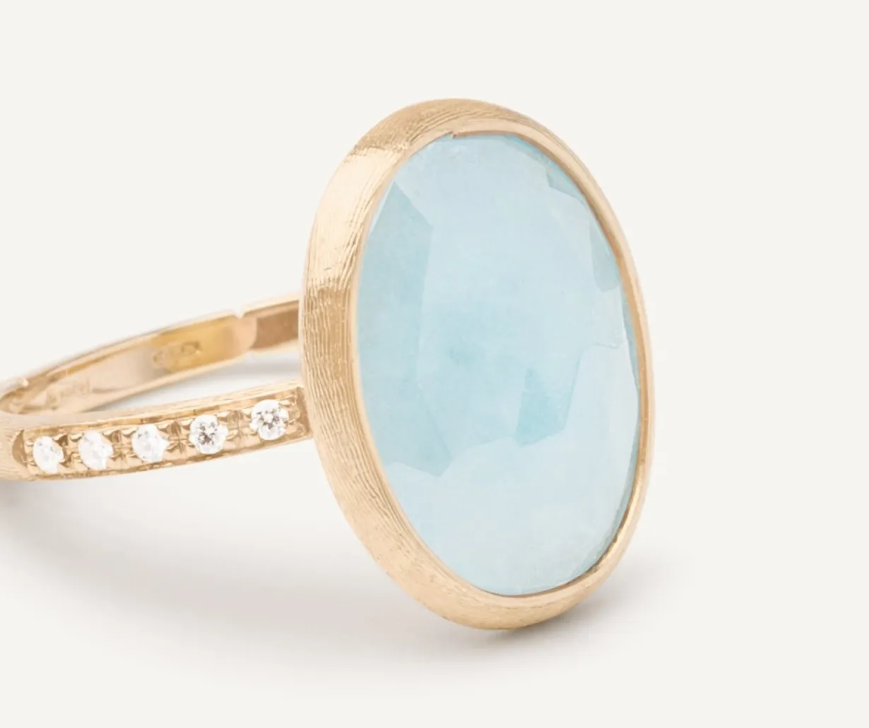 Marco Bicego 18Kt Yellow Gold Aquamarine And Diamond Ring Cheap