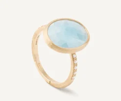 Marco Bicego 18Kt Yellow Gold Aquamarine And Diamond Ring Cheap