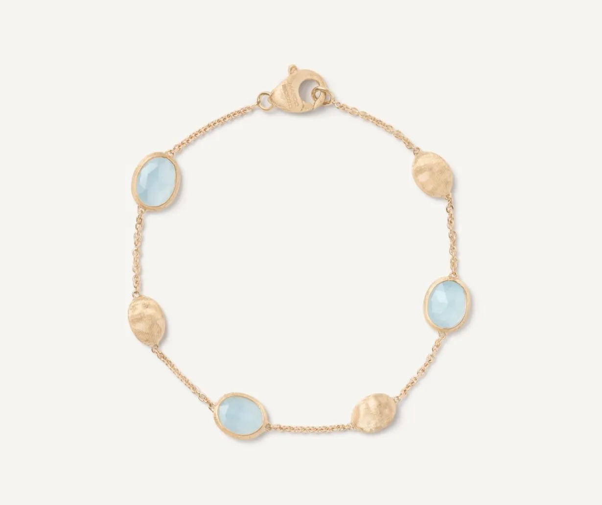 Marco Bicego 18Kt Yellow Gold Bracelet With Oval Elements And Aquamarine Discount