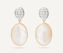 Marco Bicego 18Kt Yellow Gold Double Earrings With Diamonds And Mother-Of-Pearl Hot