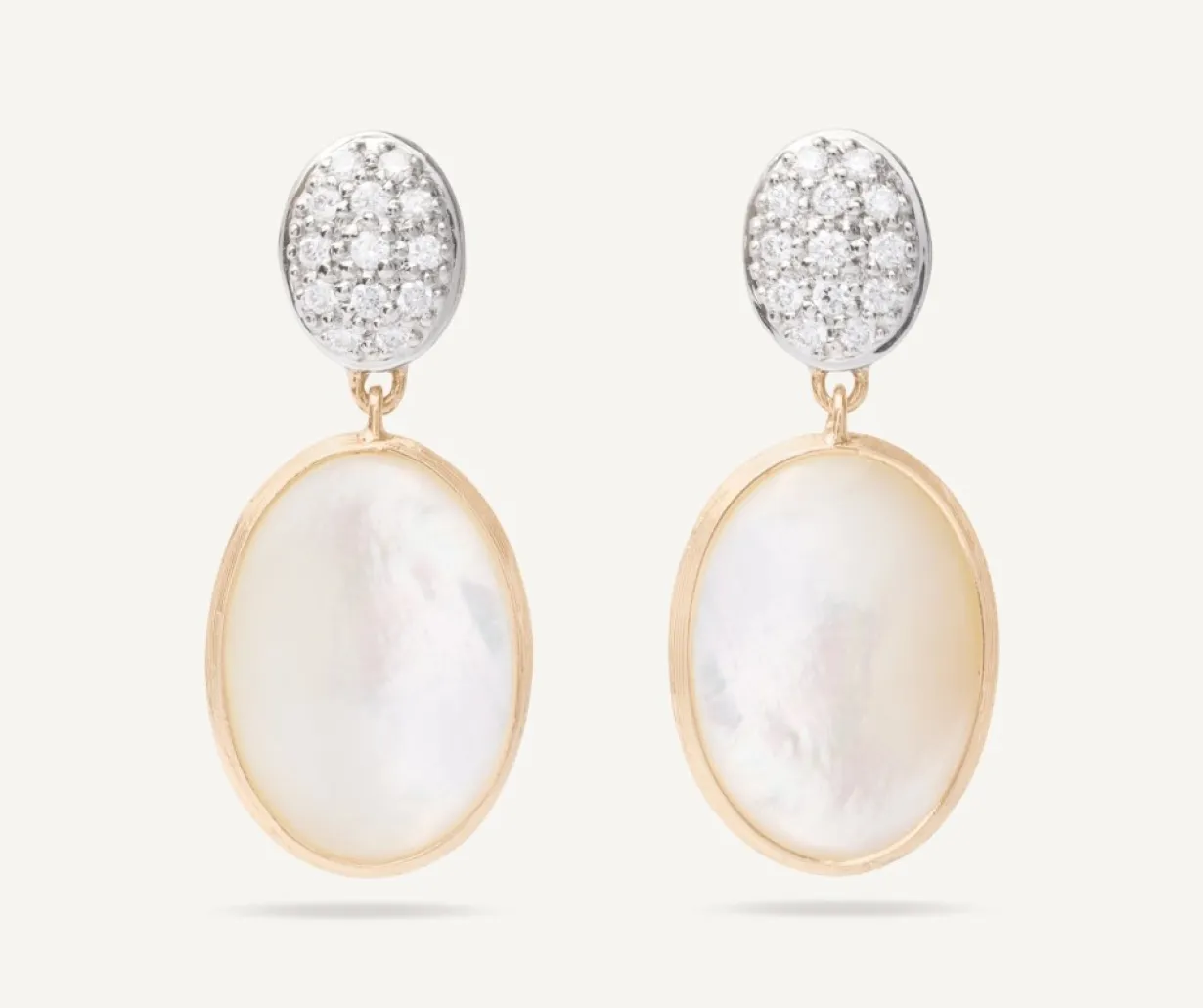 Marco Bicego 18Kt Yellow Gold Double Earrings With Diamonds And Mother-Of-Pearl Hot