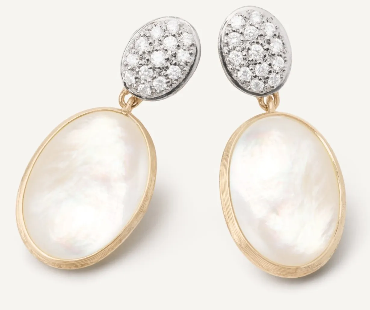 Marco Bicego 18Kt Yellow Gold Double Earrings With Diamonds And Mother-Of-Pearl Hot