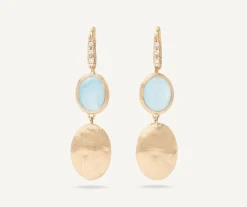 Marco Bicego 18Kt Yellow Gold Earrings With Aquamarine And Diamond Hook New