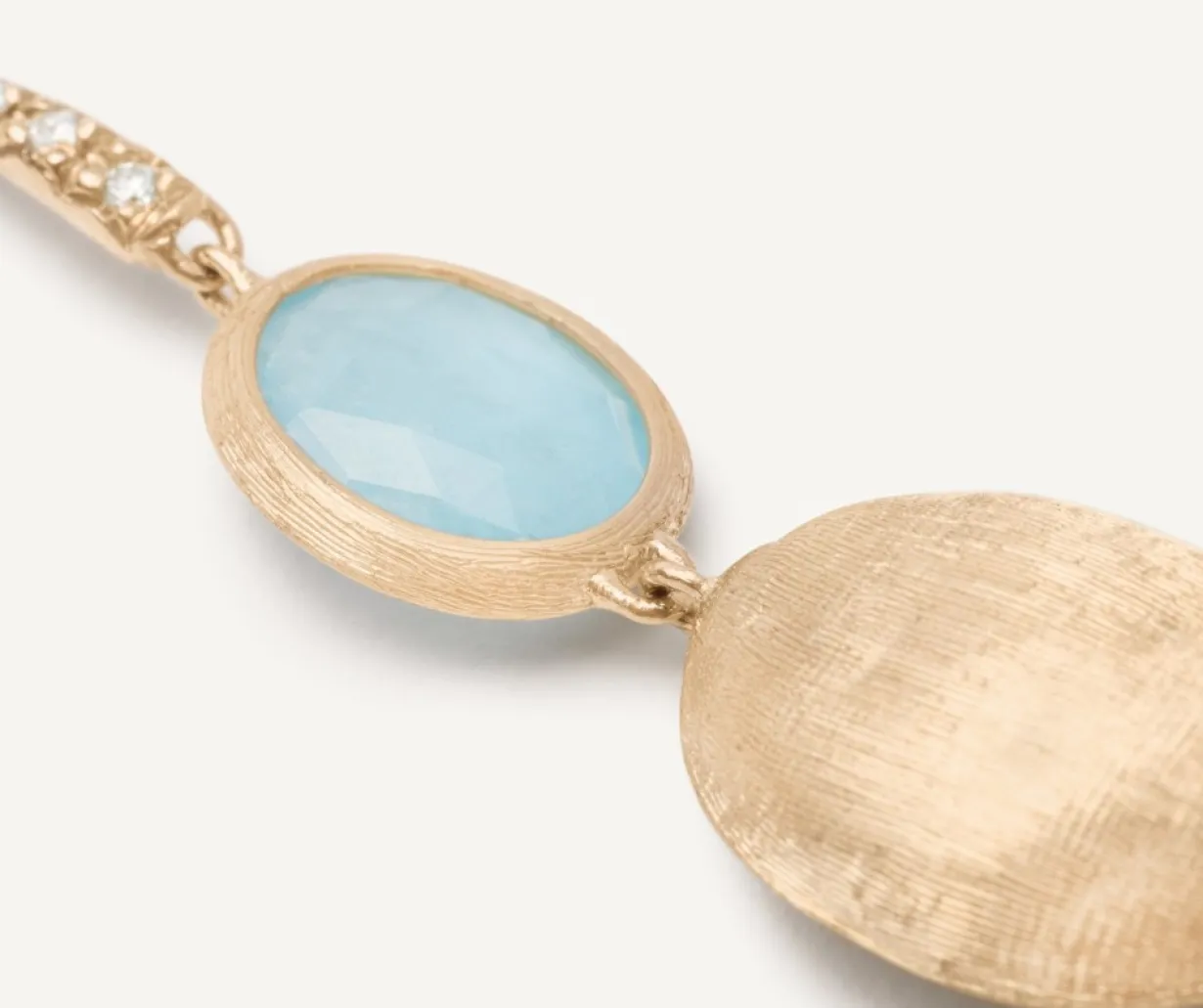 Marco Bicego 18Kt Yellow Gold Earrings With Aquamarine And Diamond Hook New