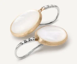 Marco Bicego 18Kt Yellow Gold Earrings With Mother-Of-Pearl And Diamond Hook New