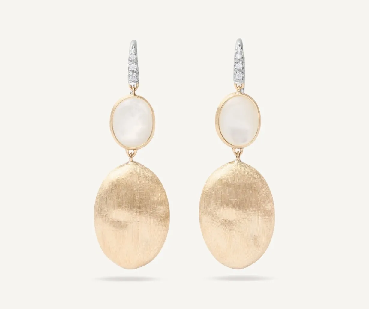 Marco Bicego 18Kt Yellow Gold Earrings With Mother-Of-Pearl And Diamond Hook Store