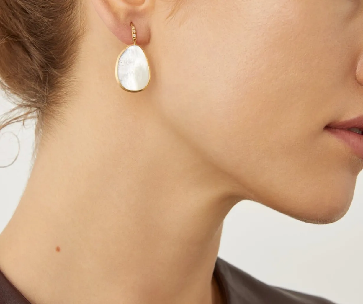 Marco Bicego 18Kt Yellow Gold Earrings With White Mother-Of-Pearl And Diamonds Cheap