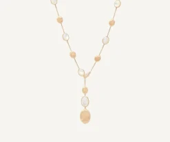 Marco Bicego 18Kt Yellow Gold Lariat Necklace With Mother-Of-Pearl And Diamonds Best Sale