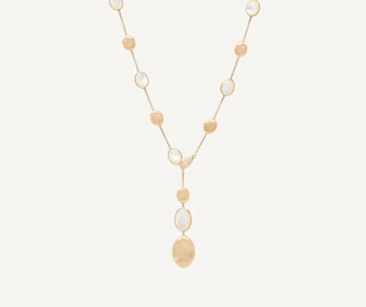 Marco Bicego 18Kt Yellow Gold Lariat Necklace With Mother-Of-Pearl And Diamonds Best Sale