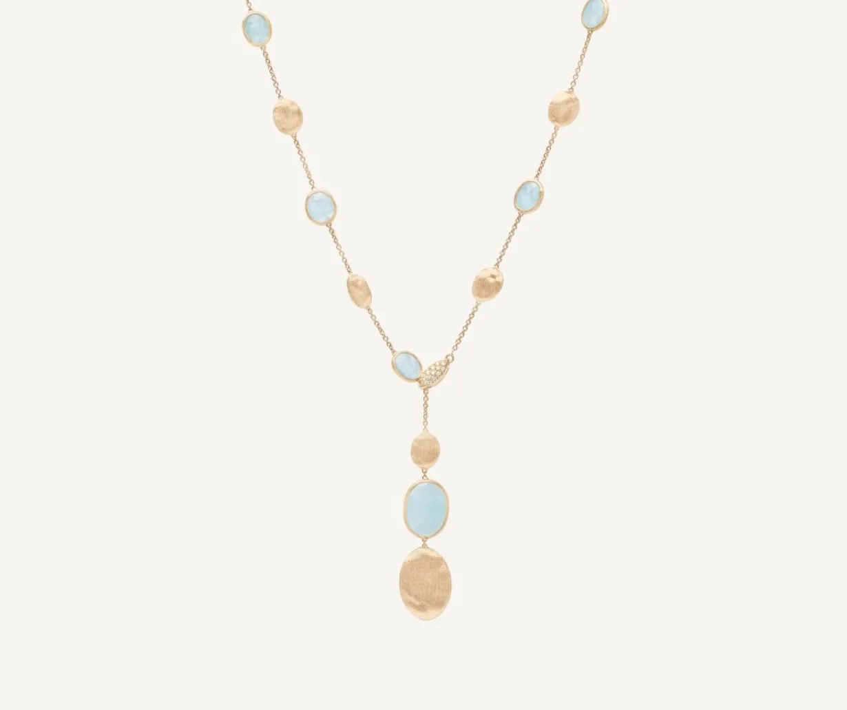 Marco Bicego 18Kt Yellow Gold Lariat Necklace With Aquamarines And Diamonds Shop