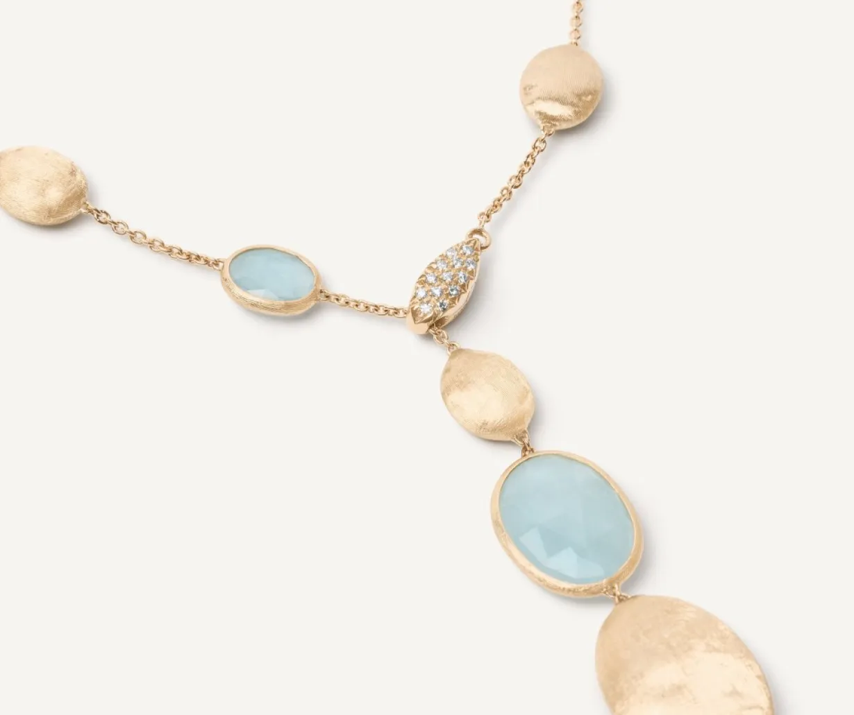 Marco Bicego 18Kt Yellow Gold Lariat Necklace With Aquamarines And Diamonds Shop