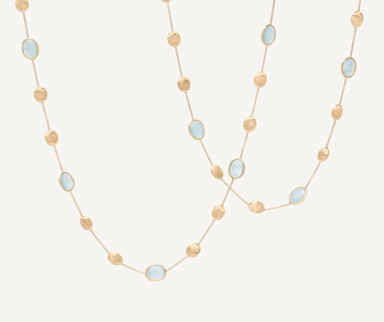 Marco Bicego 18Kt Yellow Gold Long Necklace With Aquamarines And Diamonds Flash Sale