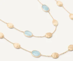 Marco Bicego 18Kt Yellow Gold Long Necklace With Aquamarines And Diamonds Flash Sale