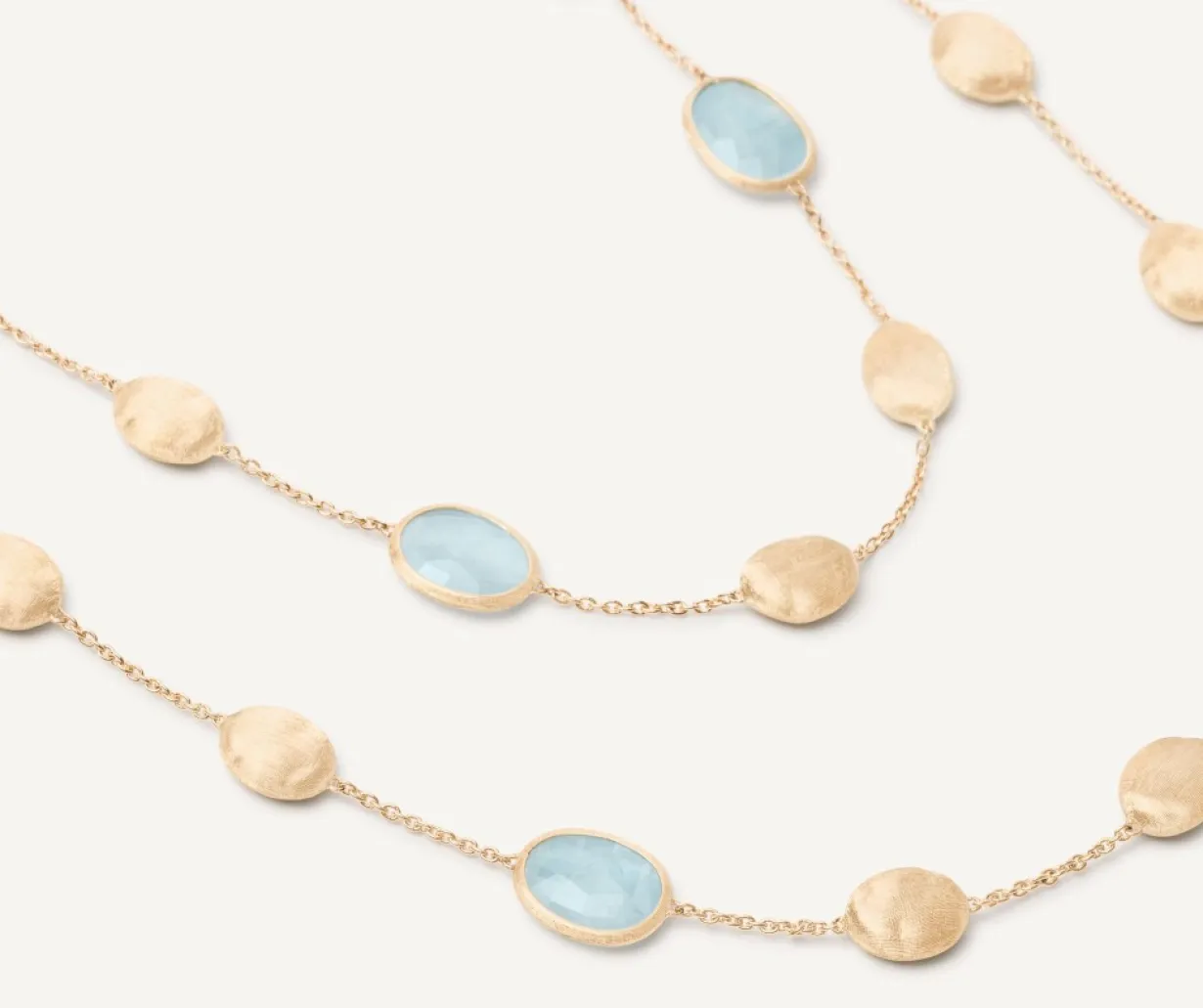 Marco Bicego 18Kt Yellow Gold Long Necklace With Aquamarines And Diamonds Flash Sale