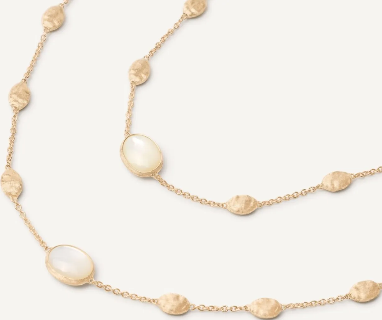 Marco Bicego 18Kt Yellow Gold Long Necklace With Small Ovals, Mother-Of-Pearl, And Diamonds Best Sale