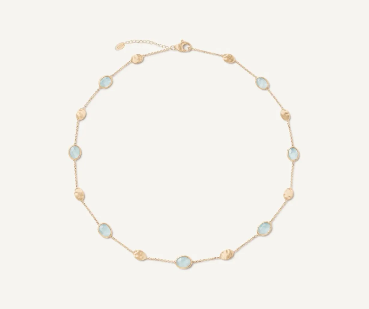 Marco Bicego 18Kt Yellow Gold Necklace With Oval Elements And Aquamarine New