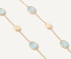 Marco Bicego 18Kt Yellow Gold Necklace With Oval Elements And Aquamarine New