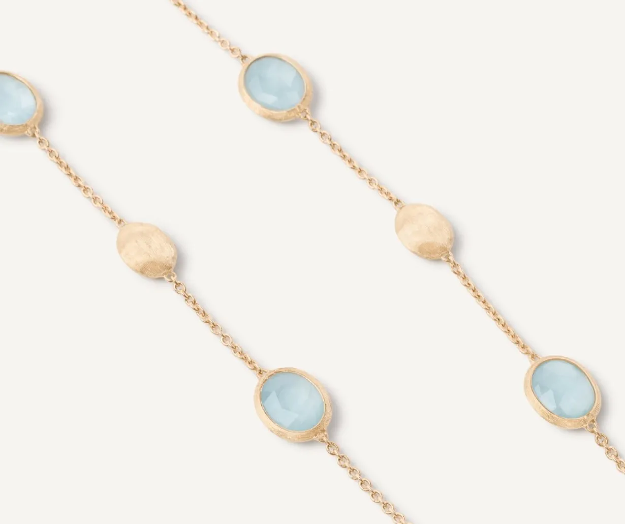 Marco Bicego 18Kt Yellow Gold Necklace With Oval Elements And Aquamarine New