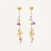 Marco Bicego 18Kt Yellow Gold Pearls And Gemstones Long Drop Earrings Flash Sale