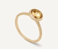 Marco Bicego 18Kt Yellow Gold Ring With Citrine Quartz And Diamonds New