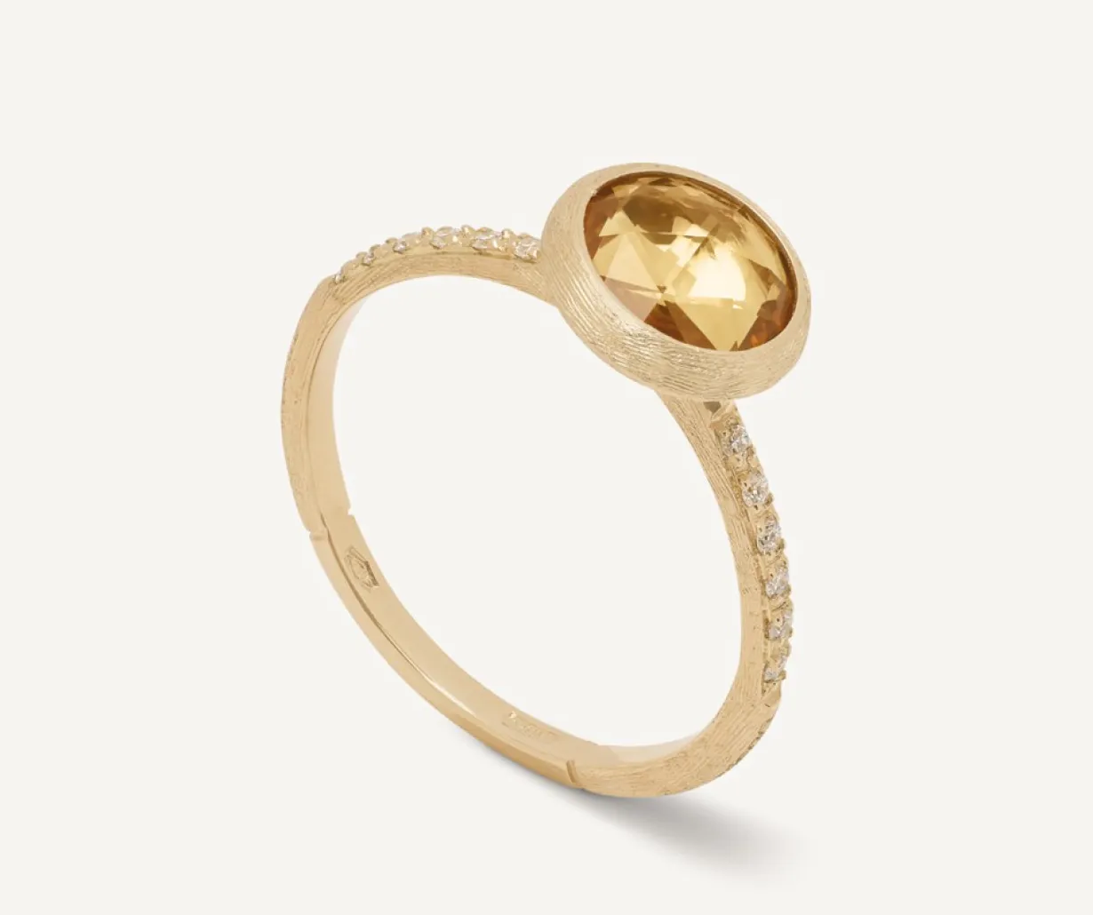 Marco Bicego 18Kt Yellow Gold Ring With Citrine Quartz And Diamonds New