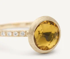 Marco Bicego 18Kt Yellow Gold Ring With Citrine Quartz And Diamonds New