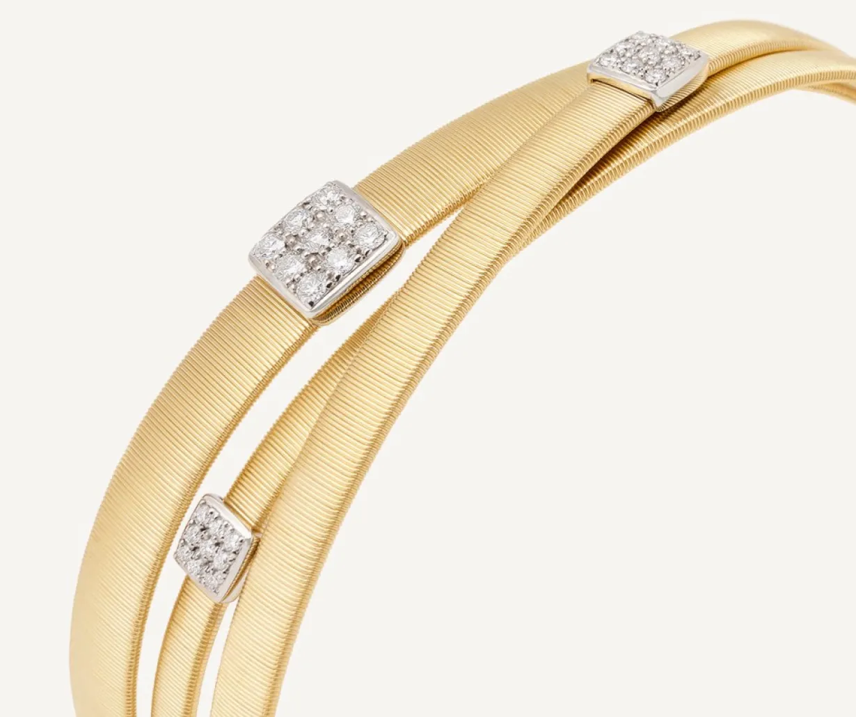 Marco Bicego 18Kt Yellow Gold Three-Strand Bracelet With Diamond Pave Outlet