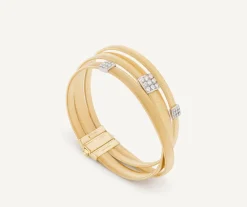 Marco Bicego 18Kt Yellow Gold Three-Strand Bracelet With Diamond Pave Outlet