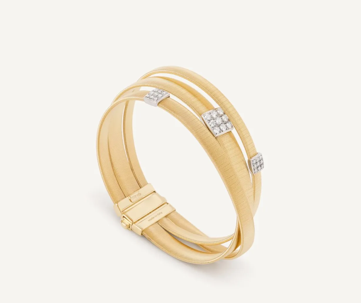 Marco Bicego 18Kt Yellow Gold Three-Strand Bracelet With Diamond Pave Outlet