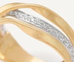Marco Bicego 18Kt Yellow Gold Three-Strand Coil Ring With Diamonds Sale