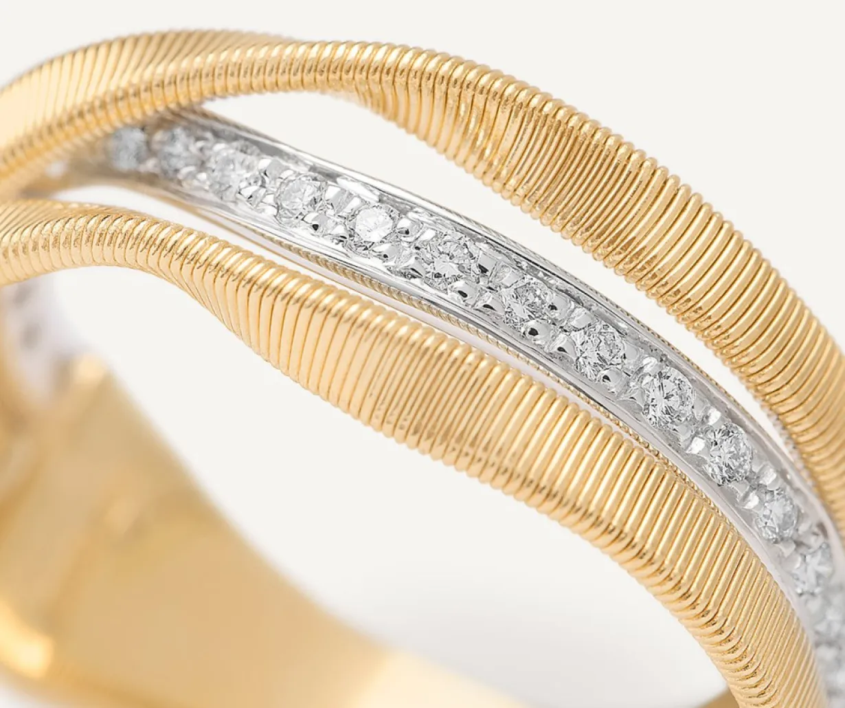 Marco Bicego 18Kt Yellow Gold Three-Strand Coil Ring With Diamonds Sale