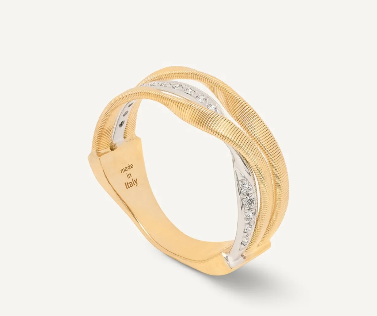 Marco Bicego 18Kt Yellow Gold Three-Strand Coil Ring With Diamonds Sale