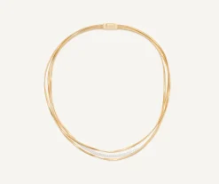 Marco Bicego 18Kt Yellow Gold Three-Strand Coil Necklace With Diamond Bar Best Sale