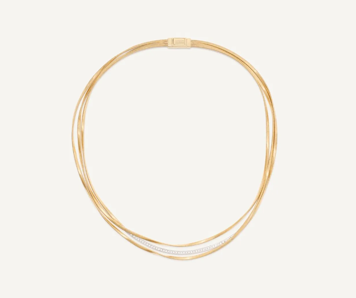 Marco Bicego 18Kt Yellow Gold Three-Strand Coil Necklace With Diamond Bar Best Sale