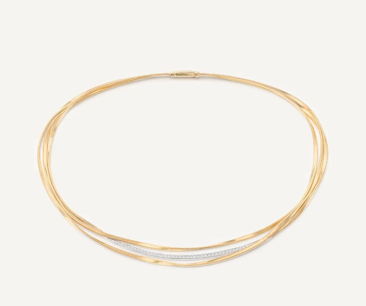 Marco Bicego 18Kt Yellow Gold Three-Strand Coil Necklace With Diamond Bar Best Sale
