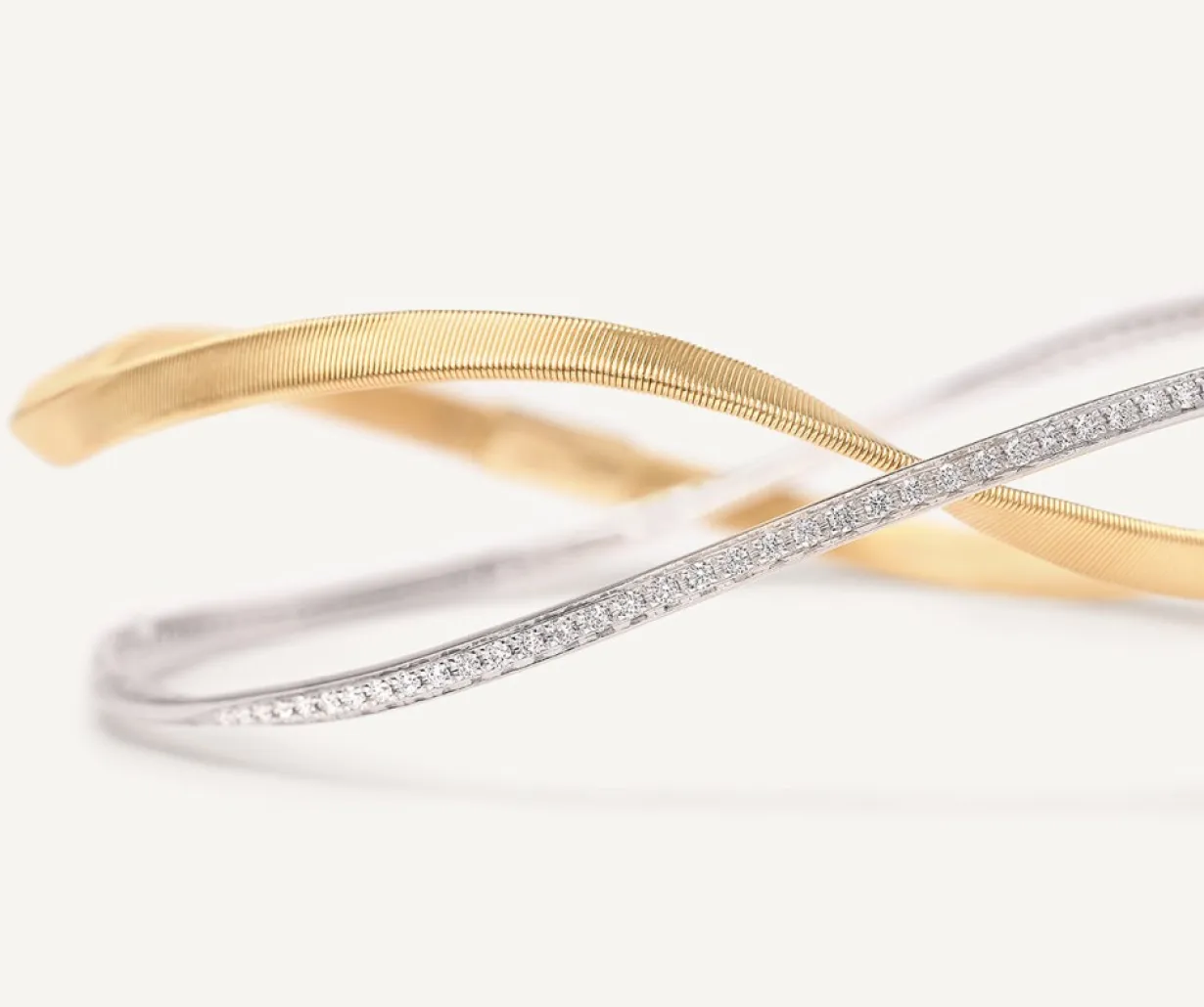 Marco Bicego 18Kt Yellow Gold Two-Strand Bangle With Diamonds Discount