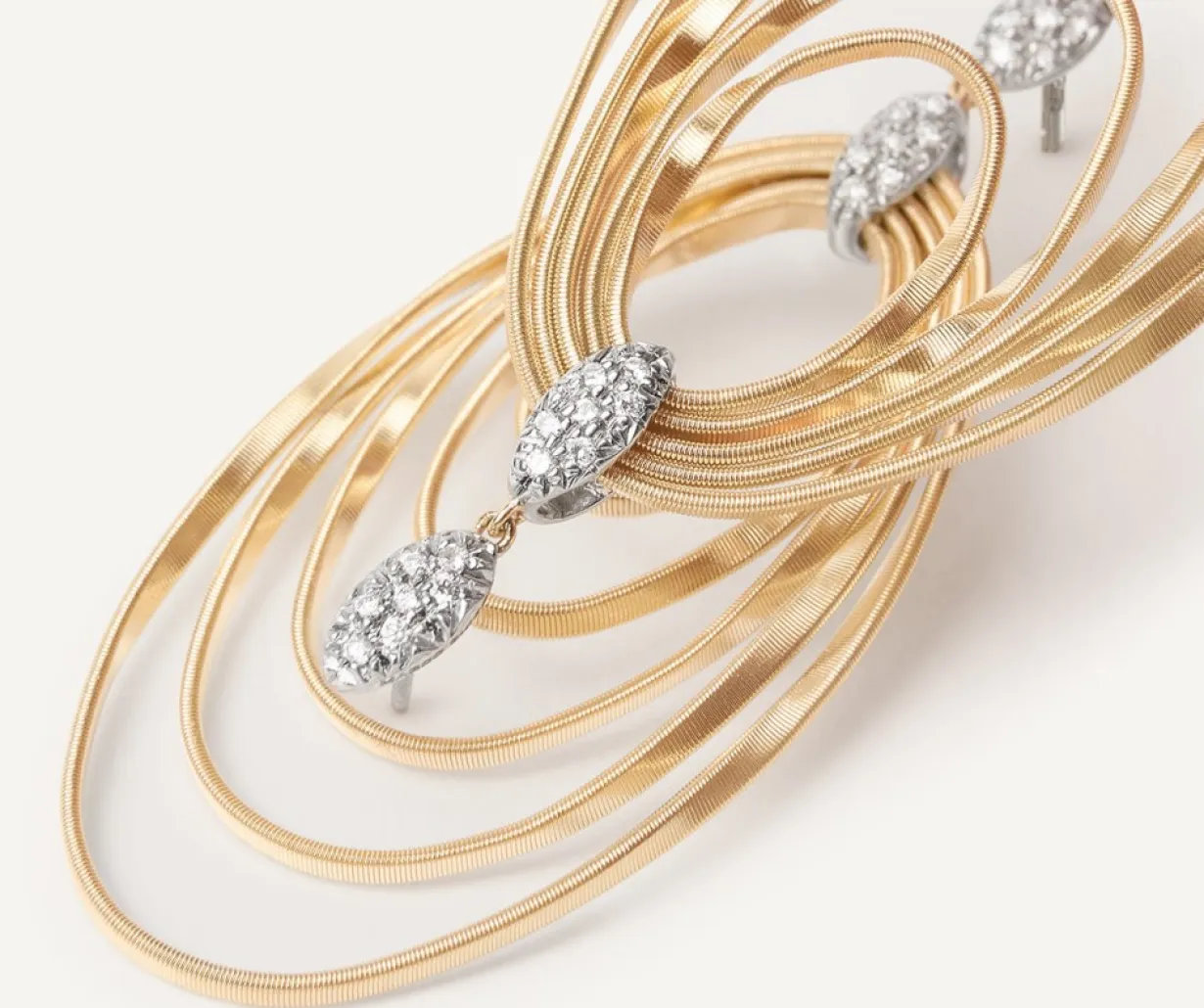 Marco Bicego Pendant D'Oreille Avec Elements Ovales Et Diamants, Grand Modele New