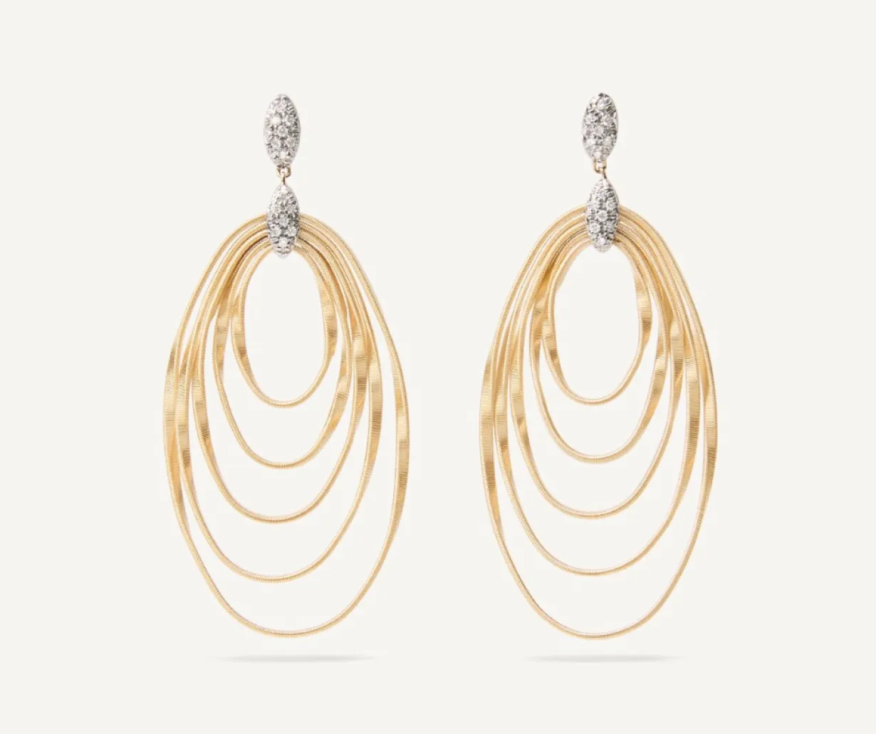 Marco Bicego Pendant D'Oreille Avec Elements Ovales Et Diamants, Grand Modele New