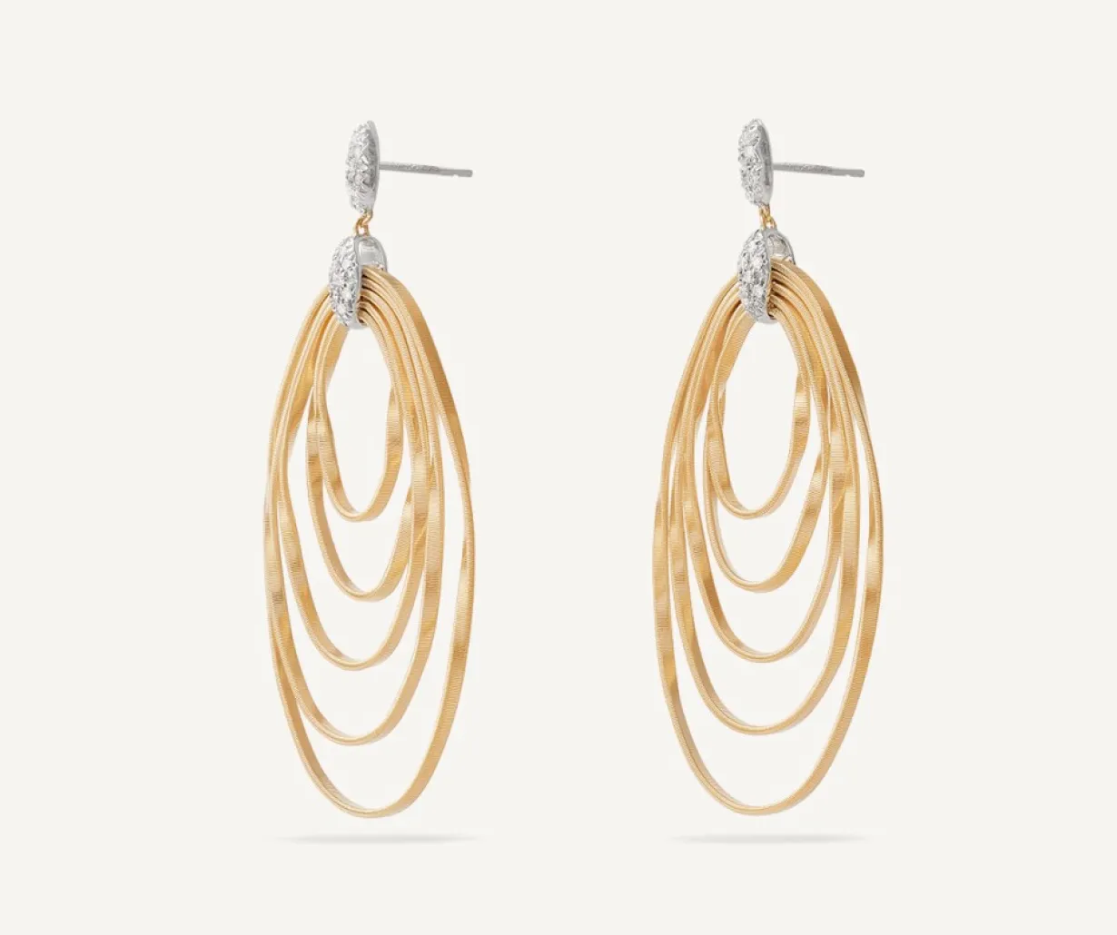 Marco Bicego Pendant D'Oreille Avec Elements Ovales Et Diamants, Grand Modele New