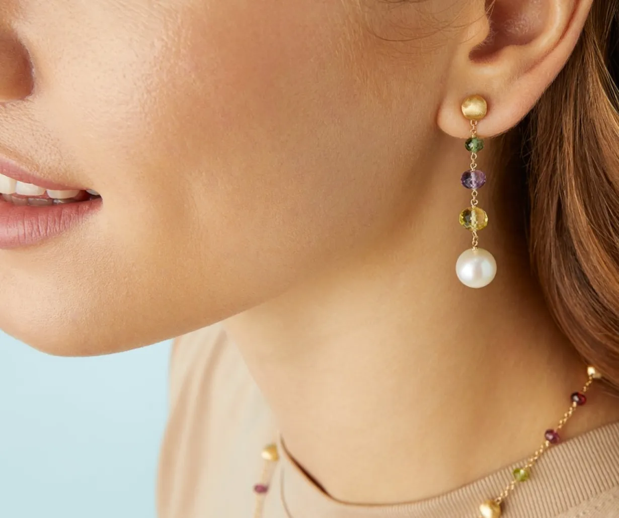 Marco Bicego Pendant D'Oreille Multicolore Avec Embout En Perle Flash Sale